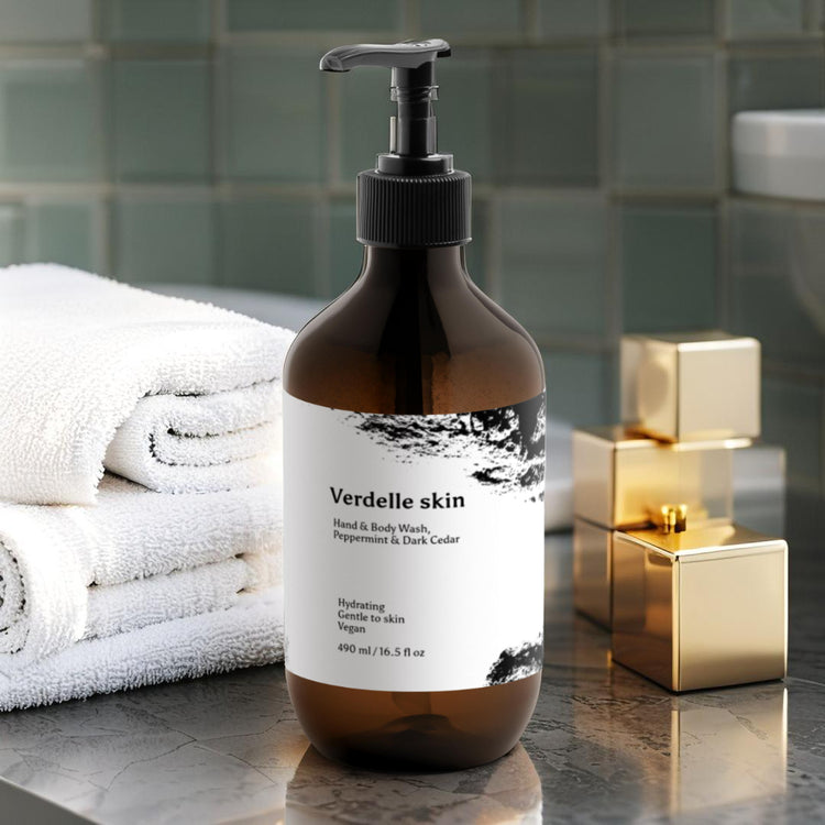 Hand & Body Wash, Peppermint & Dark Cedar